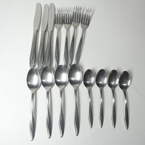 Imperial IMI50 Textured Stainless Flatware Lot Vintage 15pcs MCM
